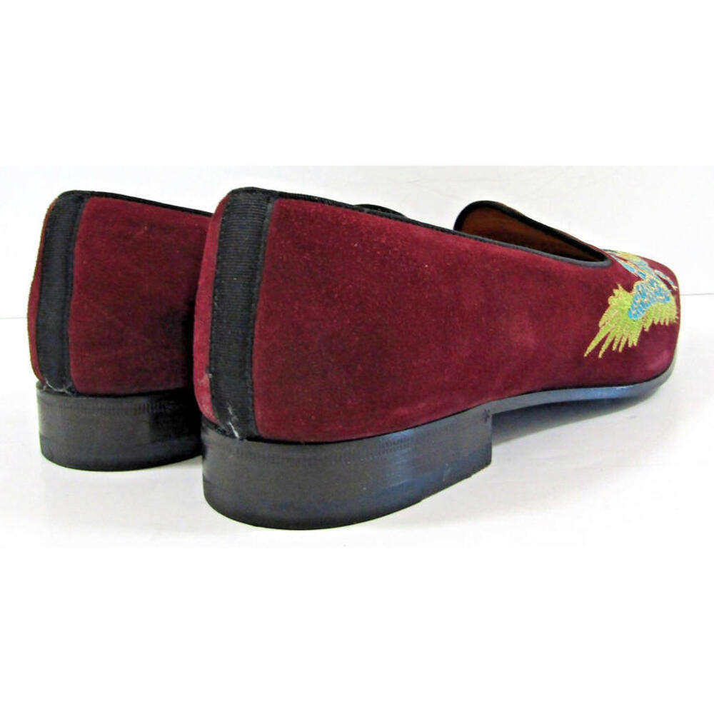 Gucci Dragon Embroidered Wine Colored Suede Loafers Shoes Size 9 - Picture 5 of 12